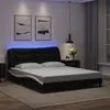 Image de vidaXL Cadre de lit avec lumières LED noir blanc 160x200 cm similicuir