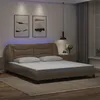 Image de vidaXL Cadre de lit avec lumières LED cappuccino 180x200 cm similicuir