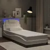 Image de vidaXL Cadre de lit avec lumières LED blanc 90x190 cm similicuir