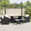 Image de Vidaxl Salon De Jardin 6 Pcs Avec Coussins Noir RÃ©sine TressÃ©e