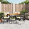 Image de vidaXL Ensemble à manger de jardin coussins 5pcs Noir Résine tressée