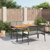 Image de vidaXL Ensemble à manger de jardin avec coussins 3 pcs Noir
