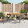 Image de vidaXL Ensemble à manger de jardin 5 pcs coussins gris résine tressée