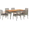 Image de Vidaxl Ensemble Ã Manger De Jardin Et Coussins 7 Pcs Gris Rotin
