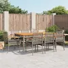 Image de vidaXL Ensemble à manger de jardin 9 pcs coussins gris résine tressée