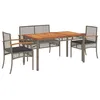 Image de Vidaxl Ensemble Ã Manger Jardin 4pcs Et Coussins Gris RÃ©sine TressÃ©e