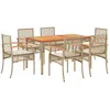 Image de Vidaxl Ensemble Ã Manger De Jardin Et Coussins 7 Pcs Beige Poly Rotin