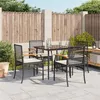 Image de vidaXL Ensemble à manger de jardin coussins 5pcs Noir Résine tressée