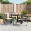 Image de Vidaxl Ensemble Ã Manger De Jardin Coussins 5pcs Noir RÃ©sine TressÃ©e
