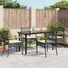 Image de vidaXL Ensemble à manger de jardin coussins 5pcs Noir Résine tressée