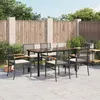 Image de vidaXL Ensemble à manger de jardin coussins 7pcs Noir Résine tressée