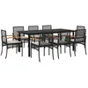 Image de Vidaxl Ensemble Ã Manger De Jardin 9pcs Coussins Noir RÃ©sine TressÃ©e