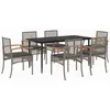 Image de Vidaxl Ensemble Ã Manger De Jardin Et Coussins 7 Pcs Gris Rotin