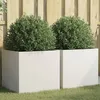 Image de vidaXL Vidaxl Jardinières 2 Pcs Blanc 49x47x46 Cm Acier Laminé À Froid