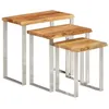 Image de vidaXL Tables gigognes 3 pcs avec bord vivant bois massif d'acacia