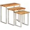 Image de vidaXL Vidaxl Tables Gigognes 3 Pcs Avec Bord Vivant Bois Massif D'acacia