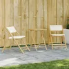 Image de Vidaxl Ensemble De Bistro Pliante 3 Pcs Et Coussins Blanc CrÃ¨me Bambou