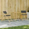 Image de vidaXL Ensemble de bistro pliante 3 pcs et coussins gris foncé bambou
