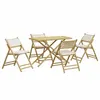 Image de vidaXL Ensemble de bistro pliante 5 pcs et coussins blanc crème bambou
