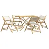 Image de Vidaxl Ensemble De Bistro Pliante 5 Pcs Et Coussins Blanc CrÃ¨me Bambou