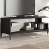 Image de vidaXL Meuble TV noir bois d'ingénierie et acier enduit de poudre842411