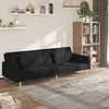Image de vidaXL Canapé-lit à 2 places avec deux oreillers noir tissu375801