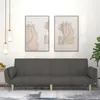 Image de vidaXL Canapé-lit à 2 places avec deux oreillers Gris foncé Tissu375870