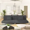 Image de vidaXL Canapé-lit à 2 places avec deux oreillers Gris foncé Tissu375888