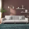 Image de vidaXL Canapé-lit à 2 places avec deux oreillers gris clair tissu375899