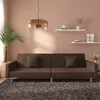 Image de vidaXL Canapé-lit à 2 places avec deux oreillers marron tissu375903