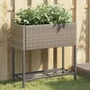 Image de vidaXL Vidaxl Jardinière Avec Étagère Gris Résine Tressée
