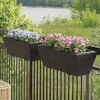 Image de Vidaxl JardiniÃ¨res Avec Crochets 2 Pcs Noir RÃ©sine TressÃ©e