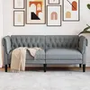 Image de vidaXL Canapé Chesterfield 2 places gris clair tissu372547