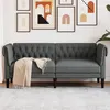 Image de vidaXL Canapé Chesterfield 2 places gris foncé tissu
