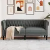Image de vidaXL CanapÃ© Chesterfield 2 places gris foncÃ© tissu