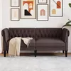 Image de vidaXL Canapé Chesterfield 2 places marron foncé tissu372550