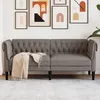 Image de vidaXL CanapÃ© Chesterfield 2 places taupe tissu