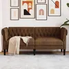 Image de vidaXL Canapé Chesterfield 2 places marron tissu