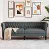 Image de vidaXL CanapÃ© Chesterfield 3 places gris foncÃ© tissu