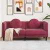 Image de vidaXL Canapé avec coussins 2 places rouge bordeaux velours372636