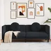 Image de CanapÃ© 3 places Velours Noir avec Coussins Ronds 193,5 cm Confort