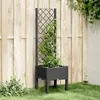 Image de vidaXL Vidaxl Jardinière Avec Treillis Noir 40x40x142 Cm Pp