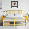 Image de vidaXL Tables de chevet 2 pcs jaune moutarde 34,5x39x44 cm acier