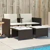 Image de vidaXL Canapé de jardin 2 places avec table et tabourets marron rotin368417