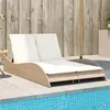 Image de vidaXL Chaise longue avec coussins beige 114x205x73 cm résine tressée368291