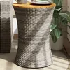 Image de vidaXL Table d'appoint de jardin forme tambour gris rotin bois massif368297