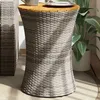Image de Vidaxl Table D'appoint De Jardin Forme Tambour Gris Rotin Bois Massif