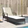 Image de Vidaxl Chaise Longue Avec Coussin Noir 63x200x81 Cm RÃ©sine TressÃ©e