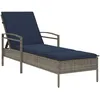Image de vidaXL Vidaxl Chaise Longue Avec Coussin Gris 63 X 200 X 81 Cm Résine Tressée (États-Unis Uniquement)