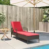 Image de vidaXL Vidaxl Chaise Longue Avec Coussin Marron 63x200x81 Cm Poly Rattan